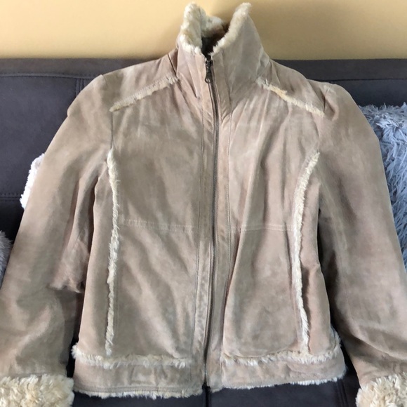 WILSONS LEATHER Tan Suede and Faux Fur Coat Size M - Picture 2 of 14